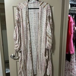 Long mixed print kimono